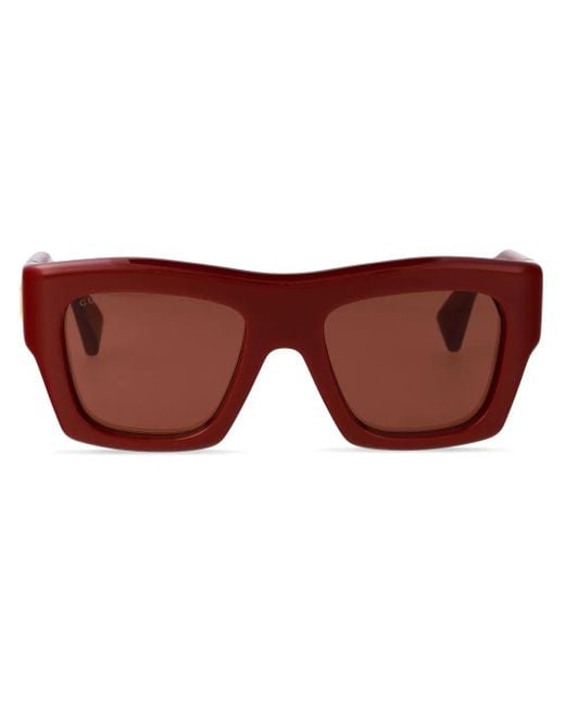 Gucci Red Logo-Lettering Sunglasses