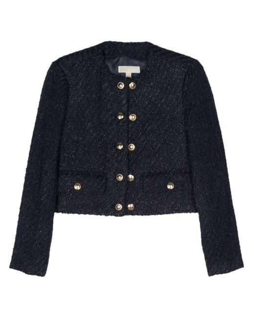MICHAEL Michael Kors Blue Cropped Tweed Jacket