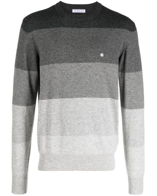 Manuel Ritz Gray Logo-Embroidered Knitted Jumper for men