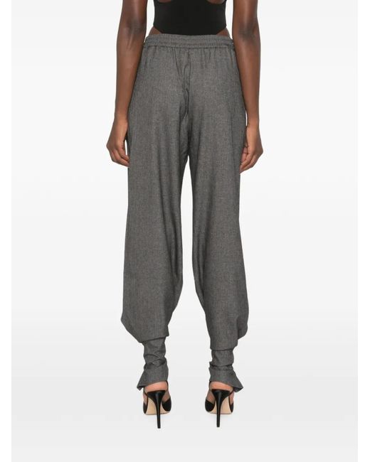 ANDAMANE Gray Buttoned-Cuff Elasticated-Waist Trousers