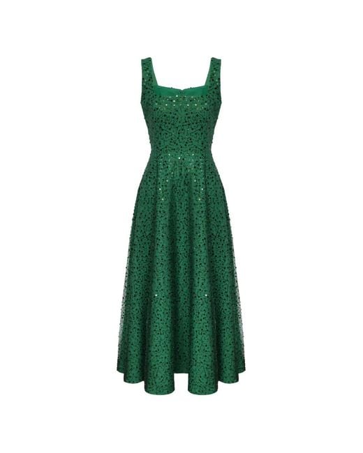 POST MERIDIEM Green Sequin-Embellished Maxi Dress