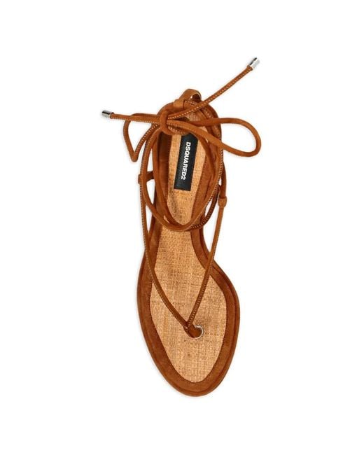 DSquared² Brown Wraparound-Thong Sandals
