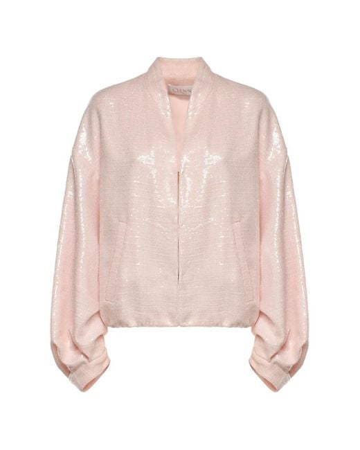 Genny Pink Sequin-Embellished Bomber Jacket