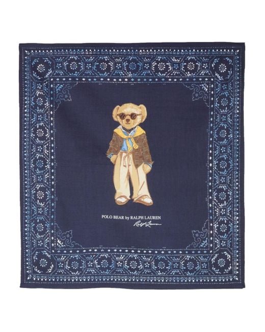 Polo Ralph Lauren Blue Polo Bear-print Scarf