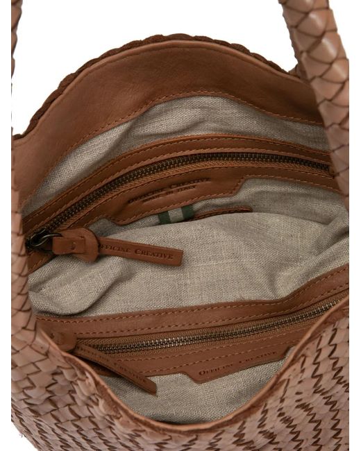 Officine Creative Brown Oc Class 072 Woven Leather Bag