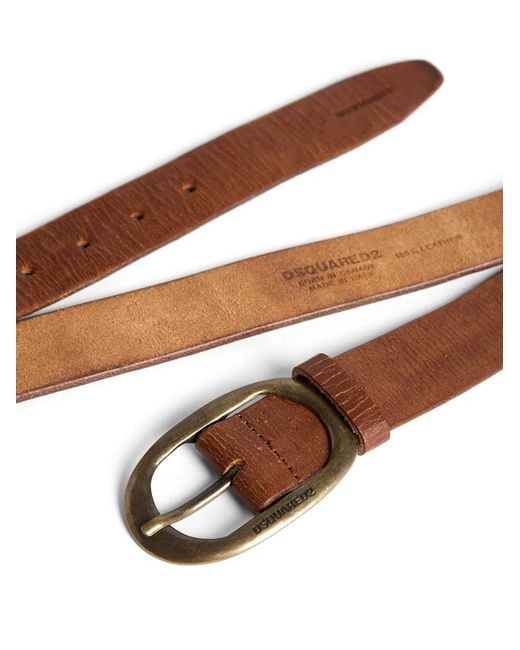 DSquared² Brown Logo-buckle Leather Belt for men