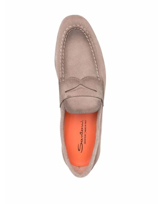 Santoni Multicolor Suede Penny Loafers for men