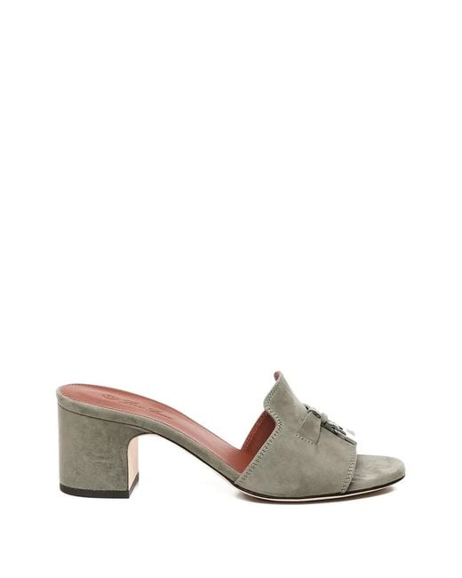 Loro Piana Gray Tassel-Detail Sandals