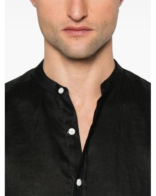 Barba Napoli Black Linen Shirt for men