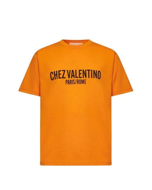 Valentino Garavani Orange Printed T-Shirt for men