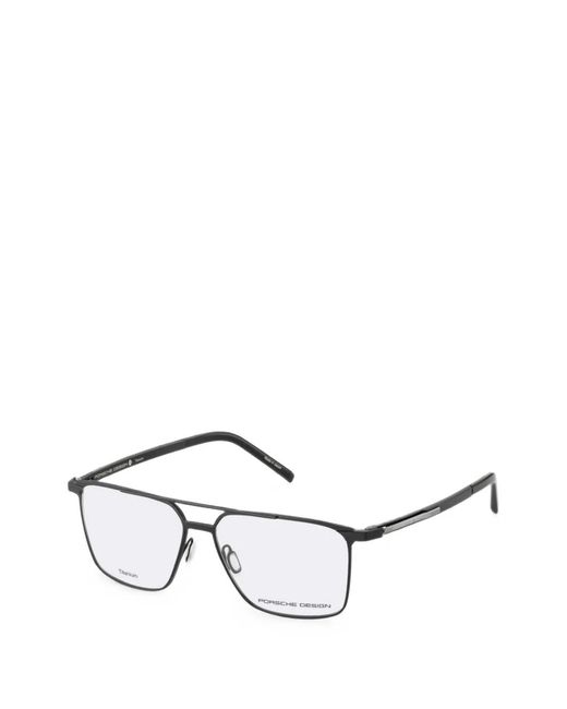 Porsche Design White Double-Bridge Rectangle-Frame Glasses for men