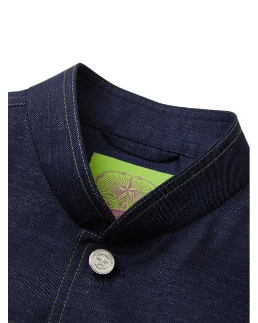 Shanghai Tang Blue Button-Up Denim Jacket for men