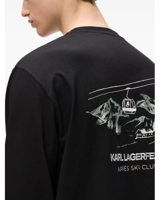 Karl Lagerfeld Black Après Ski Club Long-Sleeved T-Shirt for men