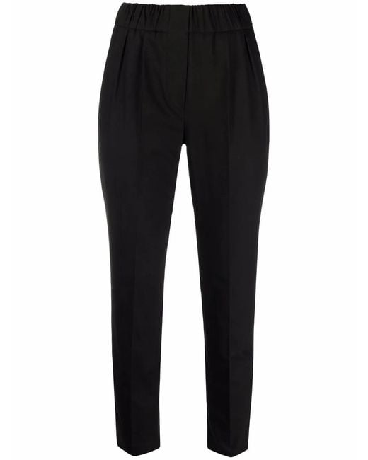 Brunello Cucinelli Black Straight-Leg Cropped Trousers