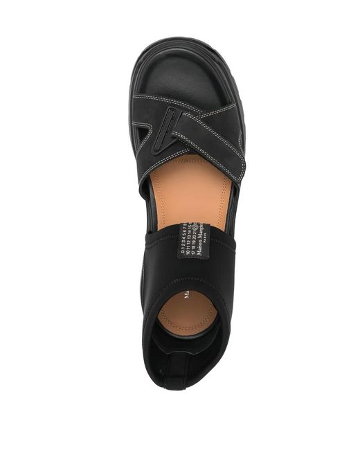 Maison Margiela Black Strap-Detail Suede Sandals