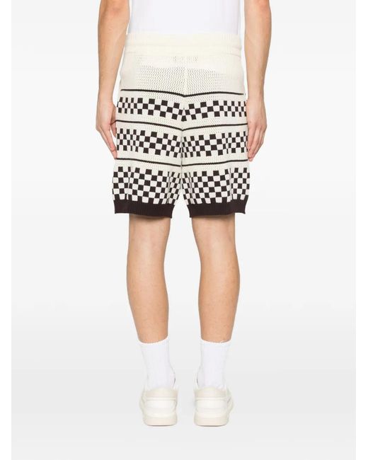 Amiri White Checkered Mesh Short for men