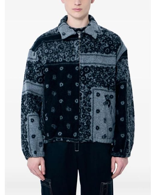 Nomarythm Textile Blue Bandana Fleece Jacket for men