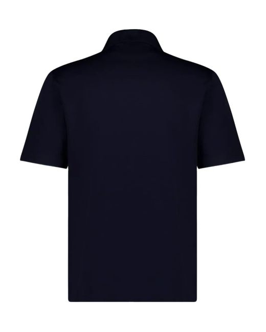 Ferragamo Blue Embossed-collar Pocket Polo Shirt for men
