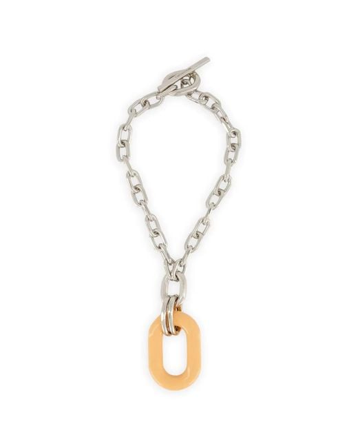Rabanne Metallic Resin-Pendant Cable-Link Necklace