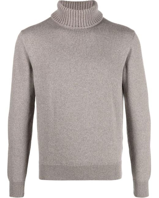 Cruciani Gray Roll Neck Knitted Jumper for men