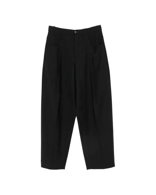 Tela Black Pleated-Detail Cropped Trousers