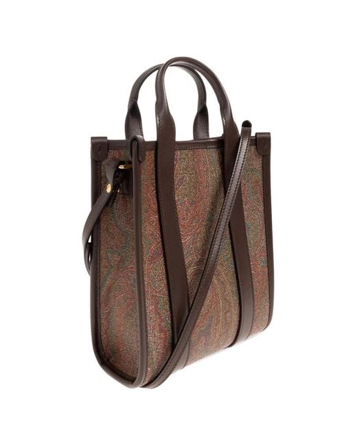 Etro Brown Verticale Xs Paisley-Print Tote Bag