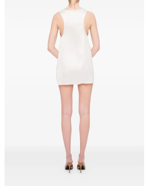 MEDEA White Button-Placket Sleeveless Mini Dress