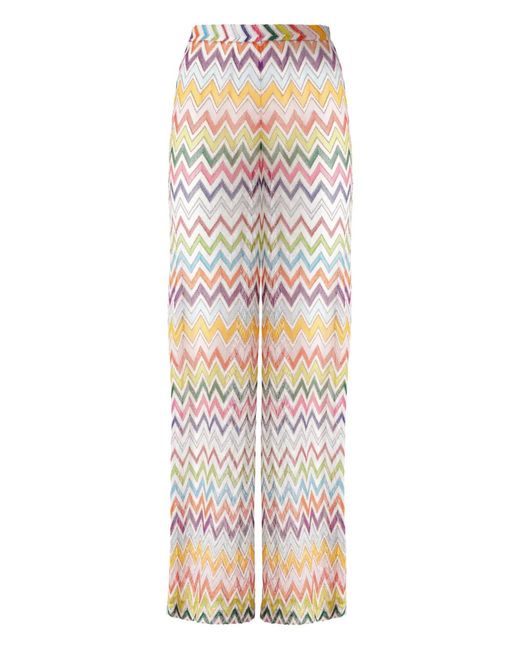 Missoni White Zigzag-Pattern Trousers