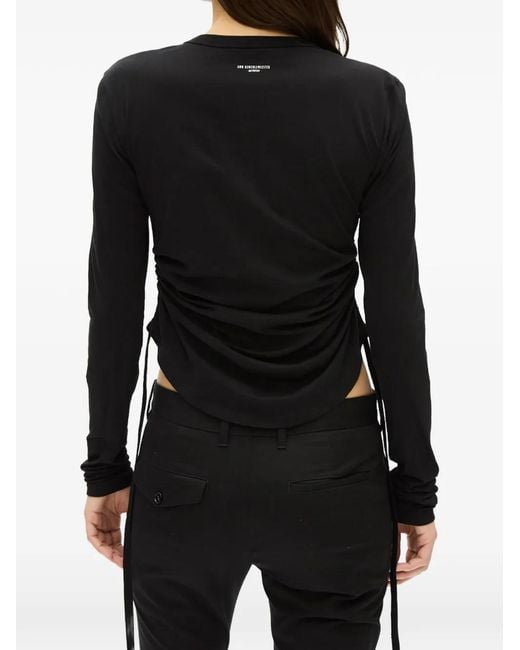 Ann Demeulemeester Black Dot Ruched T-Shirt