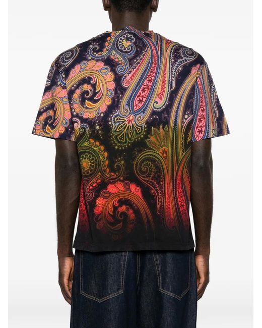 Etro Red Paisley-Print T-Shirt for men