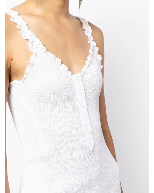 Alexander Wang White Smocked Cotton Mini Dress