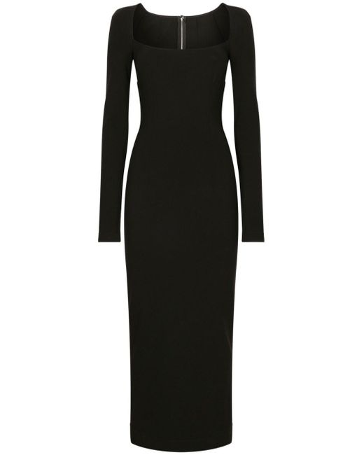 Vestido midi con cuello cuadrado Dolce & Gabbana de color Black