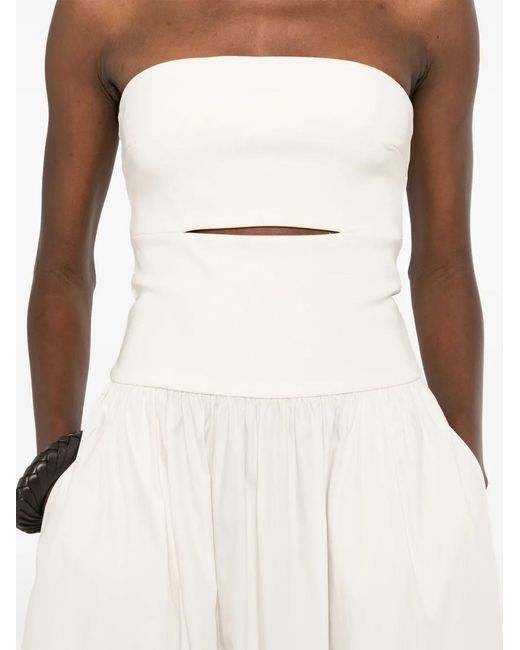 Esse Studios White Strapless Split Midi Dress