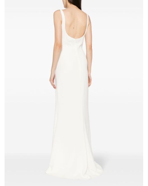 Elie Saab White Lace-insert Maxi Dress