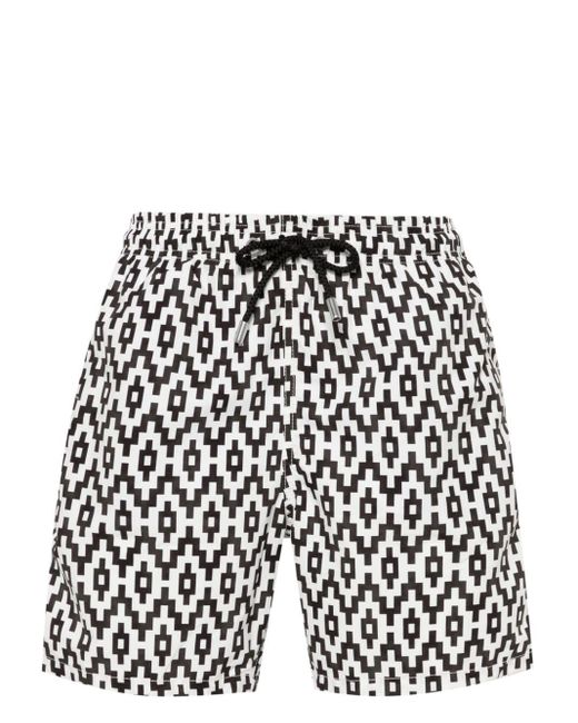 Mc2 Saint Barth Black Gustavia Geometric-print Swim Shorts for men