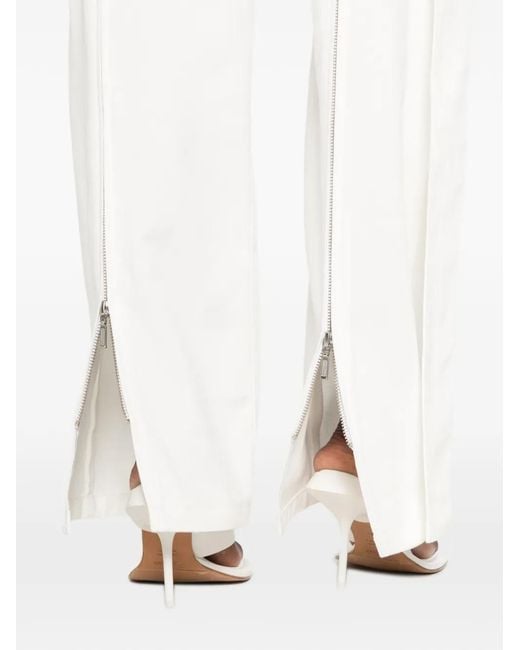 A.M.G White Zip-Detail Cotton Trousers
