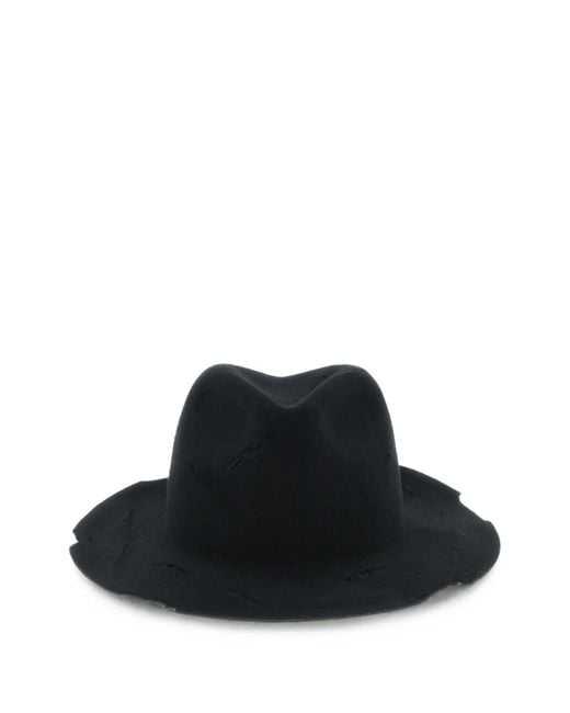 Yohji Yamamoto Black Cut-Out Wool-Felt Hat for men