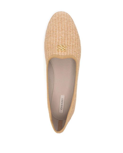 Casadei Baia Loafers Met Logoplakkaat in het Natural