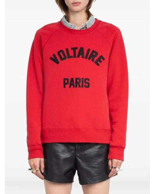 Zadig & Voltaire Red Logo-Lettering Sweatshirt