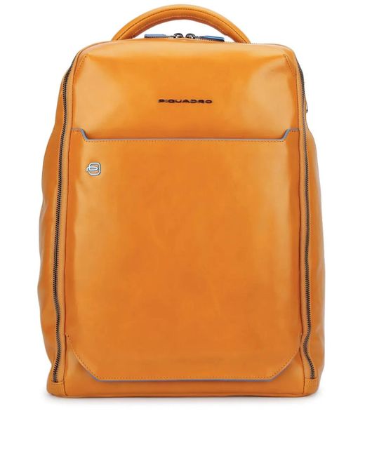 Piquadro Orange Leather Backpack