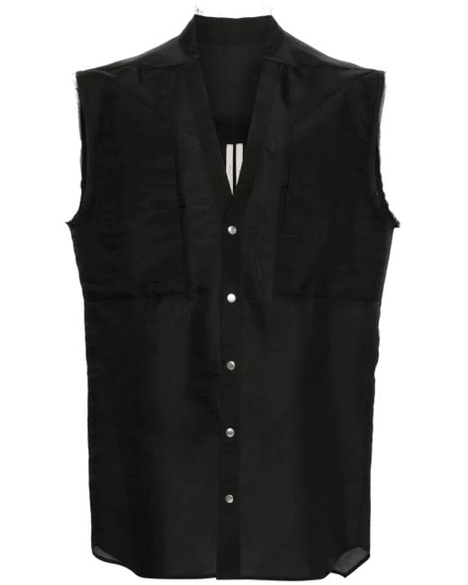 Rick Owens Black Raw Cut-Detailing Vest for men