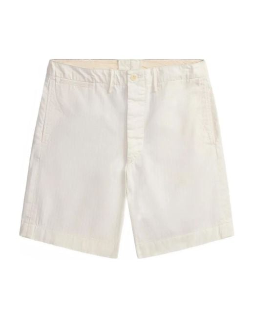RRL White Buttoned Cotton Shorts for men