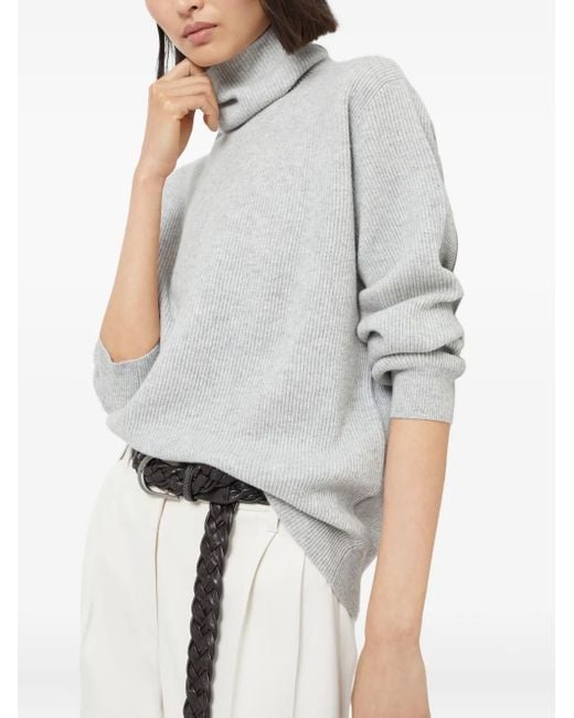 Brunello Cucinelli White Kaschmirpullover Mit Rollkragen