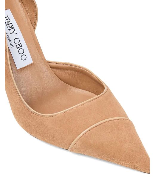Jimmy Choo White Brigitte 100 Toffee And Chai Suede And Nappa Leather Pumps