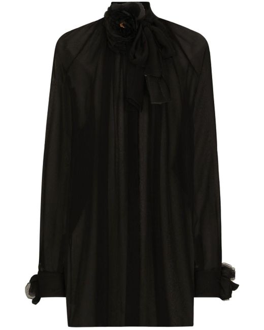 Blusa con aplique floral Dolce & Gabbana de color Black