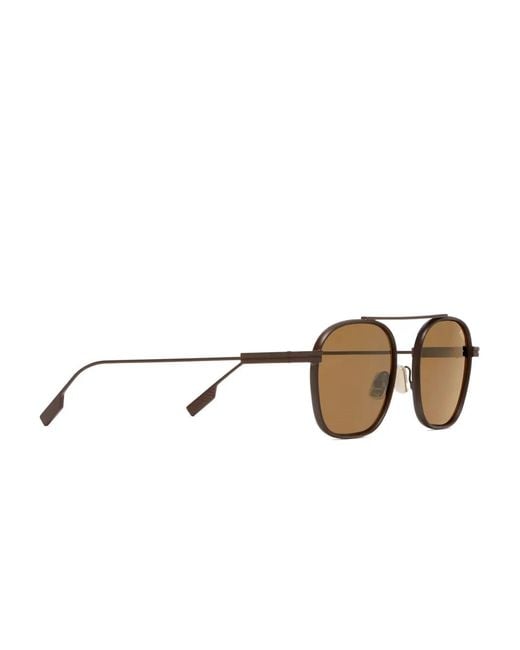 Zegna Brown Havana Orizzonte I Acetate And Metal Sunglasses for men