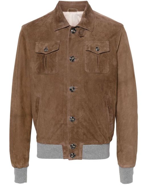 Barba Napoli Brown Suede Leather Jacket for men