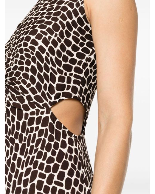 MSGM Brown Giraffe-print Maxi Dress