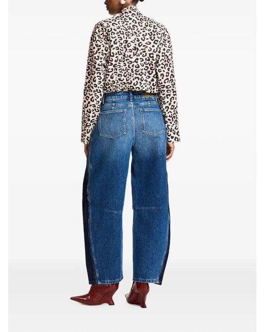Essentiel Antwerp Blue Raw-Edge Barrel-Leg Jeans