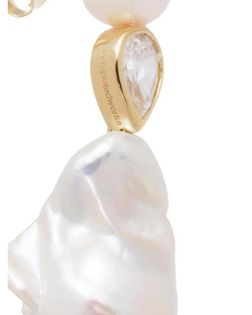 Completedworks White Pearl-Embellished Drop Earrings